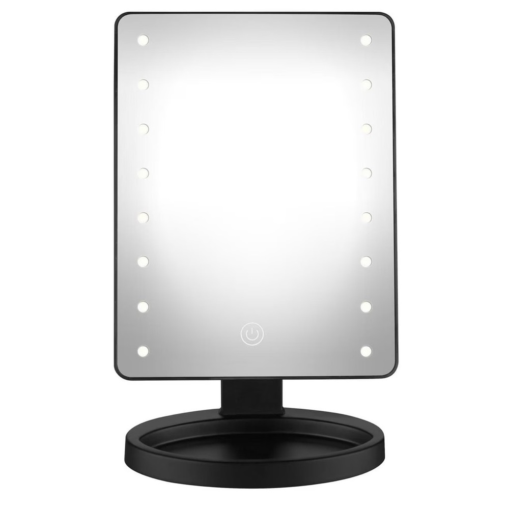 Black LED Lighted Makeup Vanity Desk Mirror with Touch Control